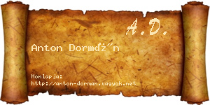 Anton Dormán névjegykártya